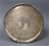 A George III engraved silver salver, London 1793, maker Elizabeth Jones, approx. 16 oz.                                                