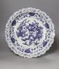 A Chinese blue and white Ming style dragon and phoenix dish, diameter 40cm                                                                                                                                                  