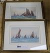 W. Sands, pair of watercolours, Brixham Trawlers and Trawlers, signed, 11 x 19cm                                                       
