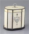 A Regency ten sided inlaid ivory tea caddy, height 4.25in.                                                                             