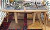 A set of four faux hardstone top square tables W.70cm each                                                                             