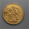 A George V 1913 gold full sovereign, London mint, GVF.                                                                                 