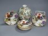 A Chinese famille rose Kamcheng and five ‘cockerel’ saucers, height 15.5cm                                                                                                                                                  