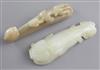 A Chinese jade belt hook and a Chinese jade figure of a cat fish, 19th and 20th century, 9.5cm                                         