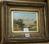 Late 19th century English School, oil on panel, coastal landscape 15 x 19cm                                                            