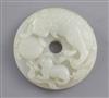 A Chinese pale celadon bi disc, 19th century, diameter 5.1cm                                                                           