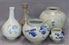 Five Korean pottery vases tallest 26cm                                                                                                 