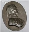 An oval bronze plaque of Dante, signed to reverse PR length 12.5cm                                                                     