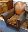 A French leather club armchair                                                                                                         