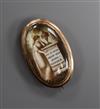 A 19th century yellow metal and ivory oval mourning brooch, 29mm.                                                                      