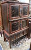 A 19th century Chinese Gujhan Province carved and lacquered wood cabinet W.106cm                                                       