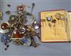 Assorted jewellery including hatpins, tiepins and costume.                                                                             