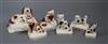 Six Staffordshire porcelain figures of King Charles Spaniels, c.1830-50, tallest 7.5cm                                                 