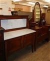 An Edwardian inlaid mahogany dressing table and matching washstand with marble top Dressing table 114cm wide                           