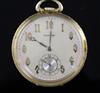 A 20th century Waltham, USA, 14ct gold open-face keyless lever pocket watch,                                                           