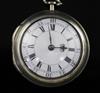 Eardley Norton, London, a George III silver pair-cased keywind verge pocket watch, No. 1366,                                           