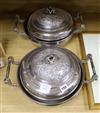 A pair of plated vegetable tureens and covers                                                                                          