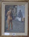 Paul Bagalglie, oil on canvas, 'The Life Room', label verso, 30 x 22cm                                                                 