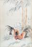 A Chinese framed silk work panel of chickens, 50x35cm                                                                                                                                                                       