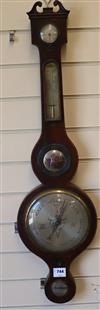 A Regency inlaid mahogany wheel barometer W.26cm                                                                                       