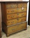 A George III mahogany chest on chest (cut down) W.111cm                                                                                