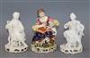 Three Derby porcelain seated groups, c.1830, 14cm - 15.5cm                                                                             