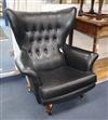 A G Plan chair model 62 in black leather                                                                                               