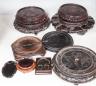 A quantity of Chinese and Oriental hardwood stands, largest Chinese hardwood stand, 22 cms diameter.                                                                                                                        