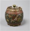 A Japanese Meiji period Kyoto cloisonne small jar and cover (missing one boss) height 8cm                                              