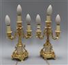 A pair of ormolu three light candelabra                                                                                                