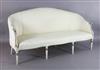 A George III parcel gilt white painted settee, W.6ft 2in. D.2ft 6in. H.3ft 3in.                                                        