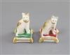 Two Rockingham porcelain toy figures of cats, c.1826-30, H. 3.8cm and 3.5cm                                                            