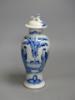 A late 19th century Chinese blue and white crackle glaze vase and cover, height 27cm                                                                                                                                        