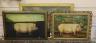 French School, three primitive studies in oil of pigs and a bull, indistinctly signed, largest 37 x 54cm                                                                                                                    