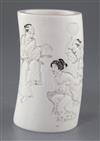 A Japanese ivory tusk vase, Meiji period, height 15.5cm, lacking base                                                                  