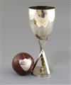 Mr H Dodge, an Edwardian presentation cricket ball and a plated trophy cup,                                                            