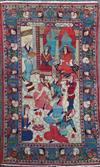 A Kashan pictorial red ground rug, 6ft 9in by 4ft 4in.                                                                                 