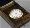 John Poole of London. A coromandel wood cased travelling timepiece, width 3.75in. depth 4.75in. height 2.5in.                          