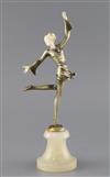 An Art Deco cold painted bronze and ivory figure of a dancer, by Lorenzl, H. 27cm                                                      