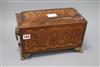 A Regency rosewood and satinwood inlaid tea caddy height 19cm length 31cm                                                              