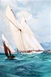 Charles Dixon (1872-1934) The racing yacht Celestria, 1905 29 x 19.5in.                                                                