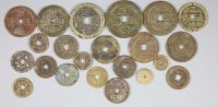 China, a group of 22 bronze or copper coin charms, Qing dynasty,                                                                       