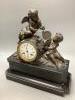 An early 20th century French spelter and slate cherub mantel clock, height 34cm                                                                                                                                             