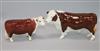 A Beswick Hereford bull 2549A and cow 1360, gloss                                                                                      