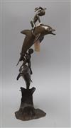 James Osborne (1940-1992). A bronze group of children riding dolphins, signed and dated 11/2000 height 54cm excl. stand                