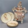 A late Satsuma Koro and five Limoges plates H.45cm                                                                                     