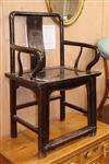 A Chinese rosewood yoked back chair                                                                                                    