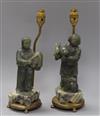 A pair of Chinese soapstone figural lamps                                                                                              