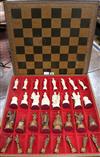 An American Civil War theme chess set, together with a chequer board                                                                   