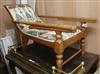 A teak planter chair with Art Nouveau style upholstery W.63cm                                                                          